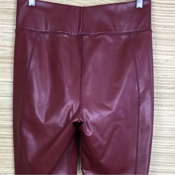 A.L.C. Emile Faux Leather Cropped Leggings Pull-on Pants In Dark Cherry Red Sz 8 - Picture 7 of 12